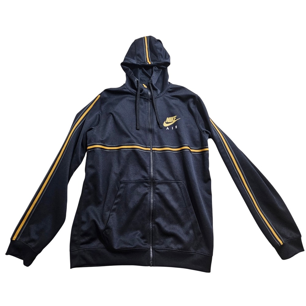 Nike Full Zip Hoodie Medium Black Gold Striped BV3066-010